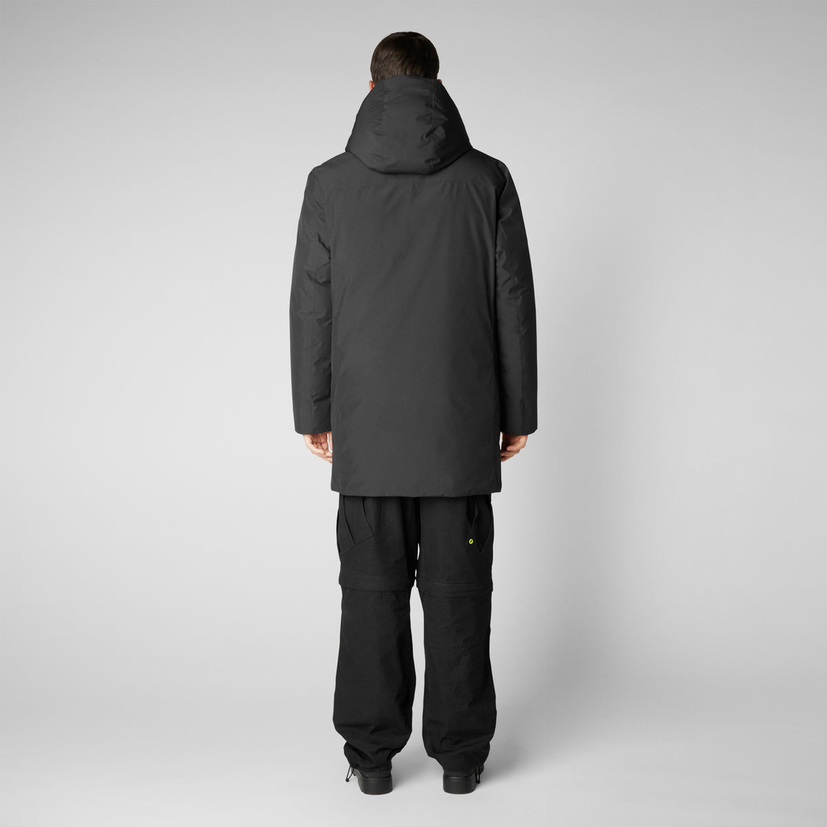 Veste longue à capuche Jorge black pour homme - Save The Duck