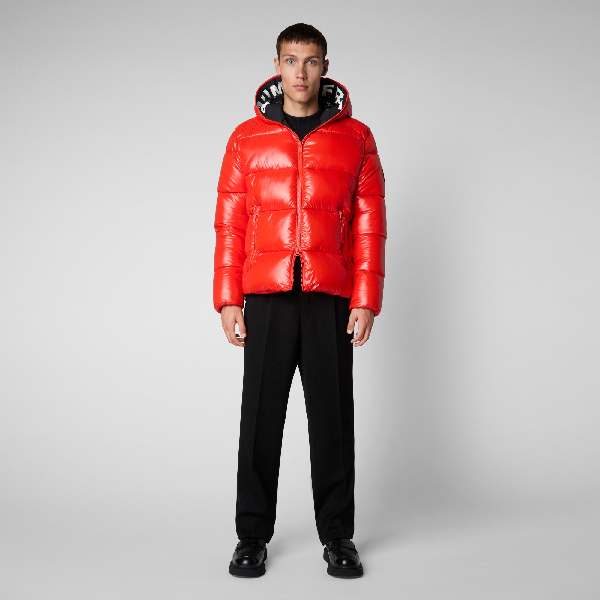 Cheap red outlet puffer jacket