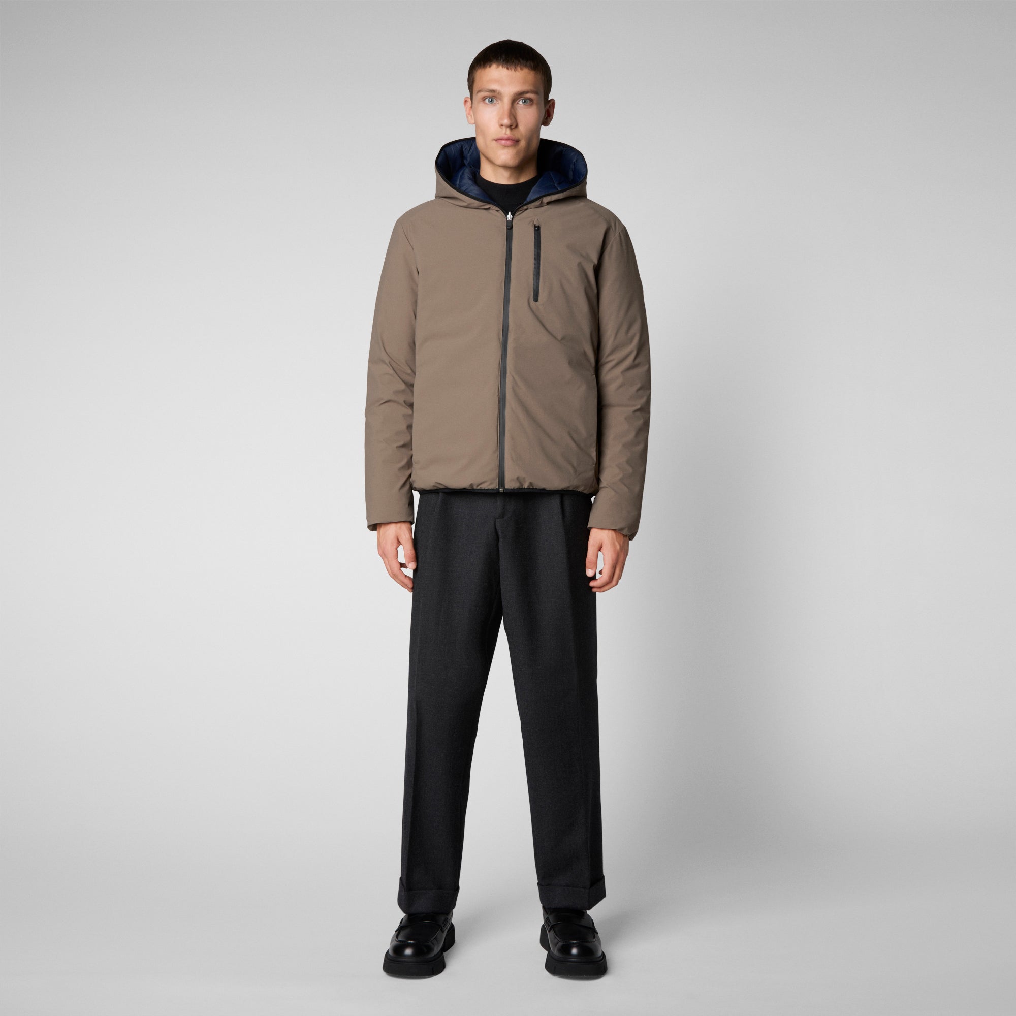 Man's animal free puffer jacket Ezra in mud grey