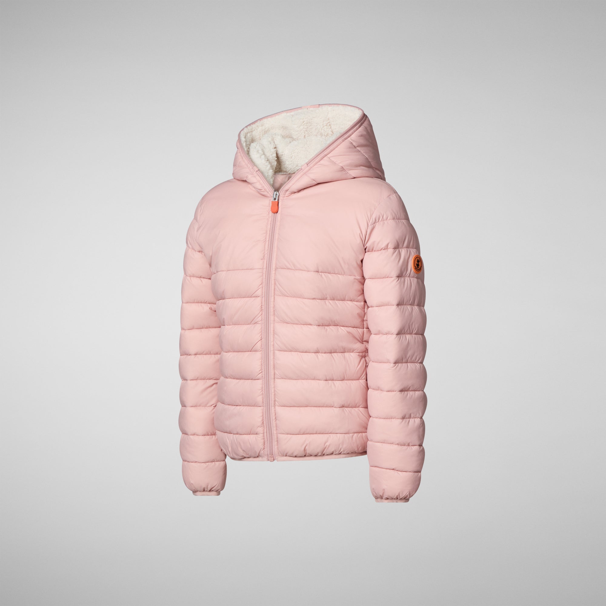 Girls' animal free hooded puffer jacket Leci in blush pink