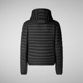 Man's animal free hooded puffer jacket Donald in black | Save The Duck