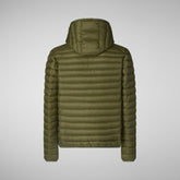 Doudoune à  capuche Donald animal-free vert olive pour homme | Save The Duck