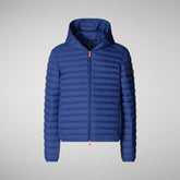 Man's animal free hooded puffer jacket Donald in eclipse blue | Save The Duck