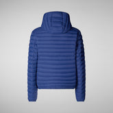 Man's animal free hooded puffer jacket Donald in eclipse blue | Save The Duck