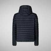 Man's animal free hooded puffer jacket Donald in grey black | Save The Duck