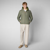 Animal-free herren-steppjacke Donald mit kapuze in swamp green | Save The Duck