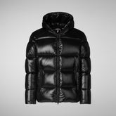 Man's animal free hooded puffer jacket Edgard in black | Save The Duck