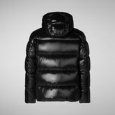 Man's animal free hooded puffer jacket Edgard in black | Save The Duck