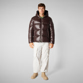 Animal-free herren-steppjacke Edgard mit kapuze in Braunschwarz | Save The Duck