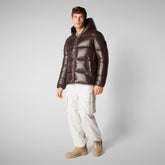 Animal-free herren-steppjacke Edgard mit kapuze in Braunschwarz | Save The Duck