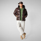 Animal-free herren-steppjacke Edgard mit kapuze in Braunschwarz | Save The Duck