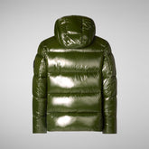 Man's animal free hooded puffer jacket Edgard in pine green | Save The Duck