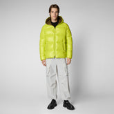 Man's animal free hooded puffer jacket Edgard in lichen green - Fashion Man | Save The Duck