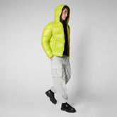 Man's animal free hooded puffer jacket Edgard in lichen green - Fashion Man | Save The Duck