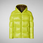 Man's animal free hooded puffer jacket Edgard in lichen green | Save The Duck