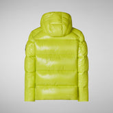 Man's animal free hooded puffer jacket Edgard in lichen green | Save The Duck