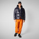 Animal-free herren-steppjacke Edgard mit kapuze in Blauschwarz | Save The Duck