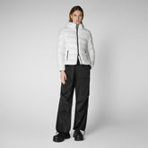 Woman's animal free hooded puffer jacket Cosmary in off white | Save The Duck