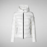 Woman's animal free hooded puffer jacket Cosmary in off white | Save The Duck