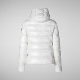 Woman's animal free hooded puffer jacket Cosmary in off white | Save The Duck