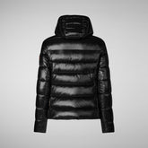 Woman's animal free hooded puffer jacket Cosmary in black | Save The Duck