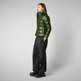 Woman's animal free hooded puffer jacket Cosmary in pine green - WOMEN FW24 NEW IN | Save The Duck