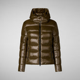 Animal-free damen-steppjacke Cosmary mit kapuze in bark green | Save The Duck