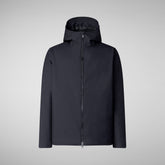 Man's animal free hooded puffer jacket Barnaby in blue black | Save The Duck