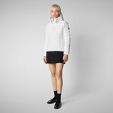 Woman's animal free hooded puffer jacket Amelie in white | Save The Duck