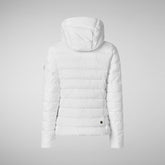 Woman's animal free hooded puffer jacket Amelie in white | Save The Duck