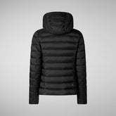 Woman's animal free hooded puffer jacket Amelie in black | Save The Duck