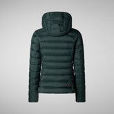 Woman's animal free hooded puffer jacket Amelie in green black | Save The Duck