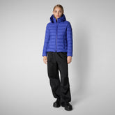 Woman's animal free hooded puffer jacket Amelie in gentian blue - WOMEN FW24 NEW IN | Save The Duck