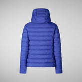 Woman's animal free hooded puffer jacket Amelie in gentian blue | Save The Duck