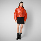 Woman's animal free puffer jacket Myra in maple orange | Save The Duck