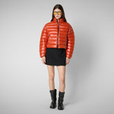 Woman's animal free puffer jacket Myra in maple orange | Save The Duck