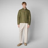 Man's animal free puffer jacket Alexander in dusty olive - W+Kids Made to match | Save The Duck