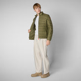 Man's animal free puffer jacket Alexander in dusty olive - W+Kids Made to match | Save The Duck