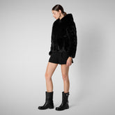 GIACCA CON CAPPUCCIO DONNA LAILA NERO - Faux Fur | Save The Duck