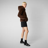 Woman's hooded jacket Laila in teddy brown | Save The Duck