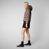 Woman's hooded jacket Laila in teddy brown | Save The Duck