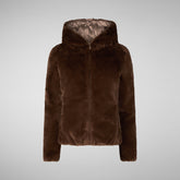 Woman's hooded jacket Laila in teddy brown | Save The Duck