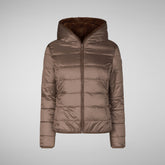 Woman's hooded jacket Laila in teddy brown | Save The Duck