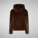 Woman's hooded jacket Laila in teddy brown | Save The Duck