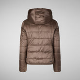 Woman's hooded jacket Laila in teddy brown | Save The Duck