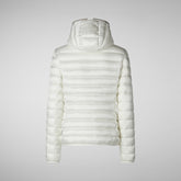 Woman's animal free hooded puffer jacket Alexis in off white | Save The Duck