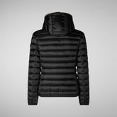 Woman's animal free hooded puffer jacket Alexis in black | Save The Duck