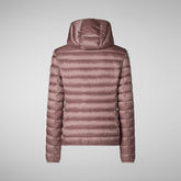 Woman's animal free hooded puffer jacket Alexis in misty rose | Save The Duck