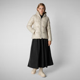 Animal-free damen-steppjacke Lois mit kapuze in Hellbeige | Save The Duck