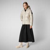 Animal-free damen-steppjacke Lois mit kapuze in Hellbeige | Save The Duck